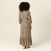 Robe longue droite manches 3/4 marron clair femme