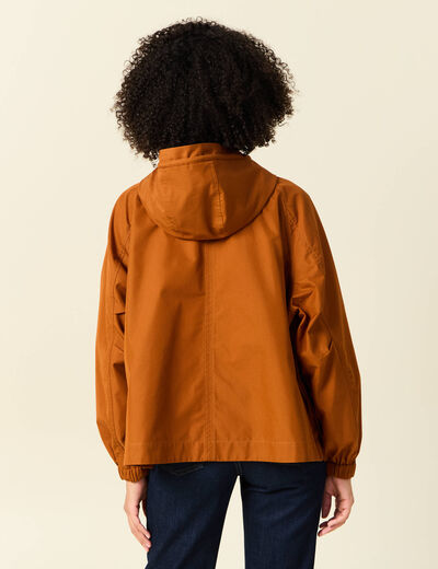 Parka oversize à capuche camel femme