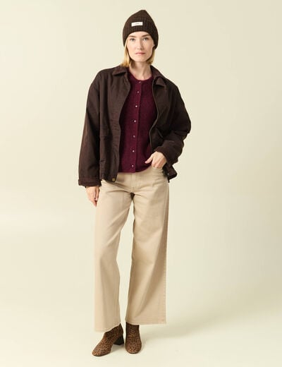 Gilet manches longues bordeaux femme