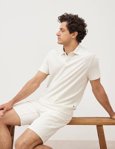 Polo manches courtes ecru homme
