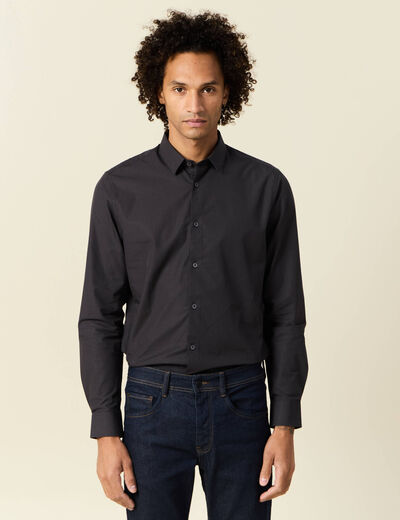 Chemise manches longues gris foncé homme