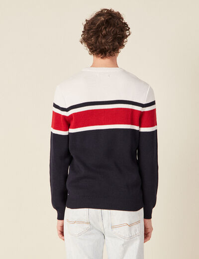 Pull manches longues bleu marine homme