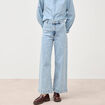 Jeans large taille haute denim bleach femme