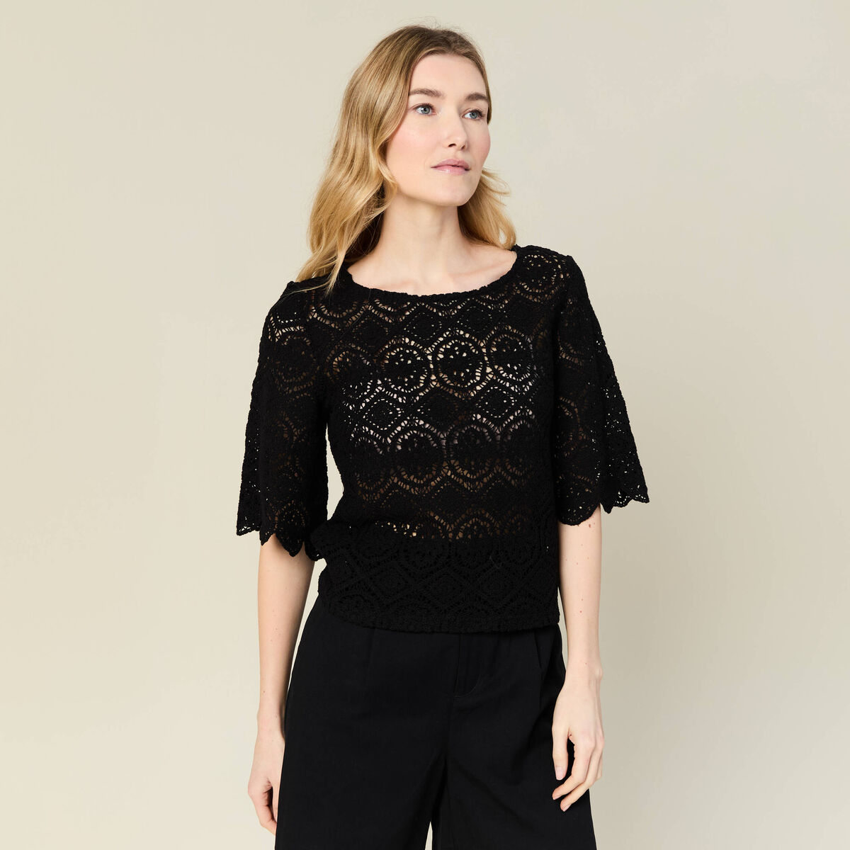 T-shirt manches courtes noir femme