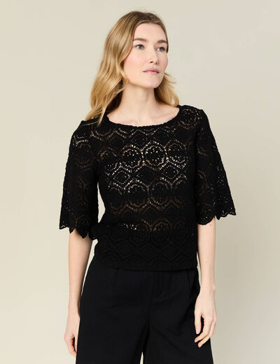 T-shirt manches courtes noir femme