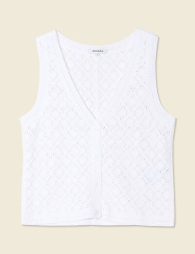 Débardeur en crochet ecru femme