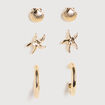 Lot de 3 paires boucles d'oreilles couleur or femme