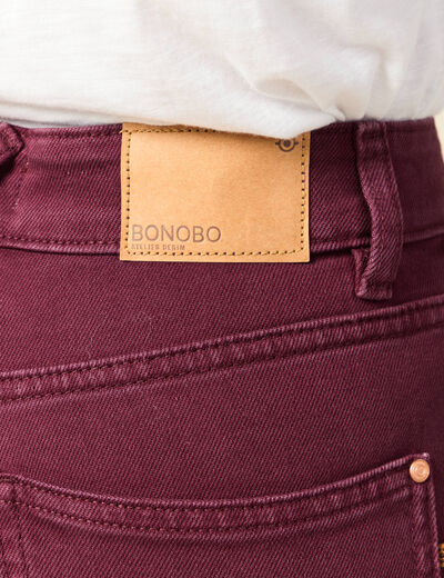 Jeans droit 7/8&egrave;me taille standard bordeaux femme
