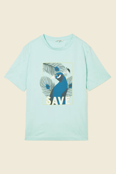 T-shirt manches courtes bleu clair femme