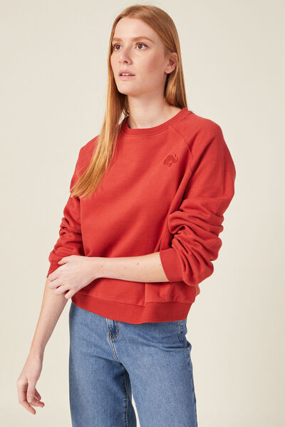 Sweat manches longues orange foncé femme
