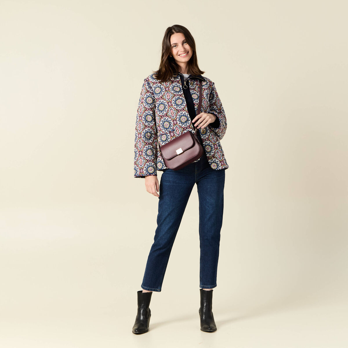 Jeans mom slim denim brut femme