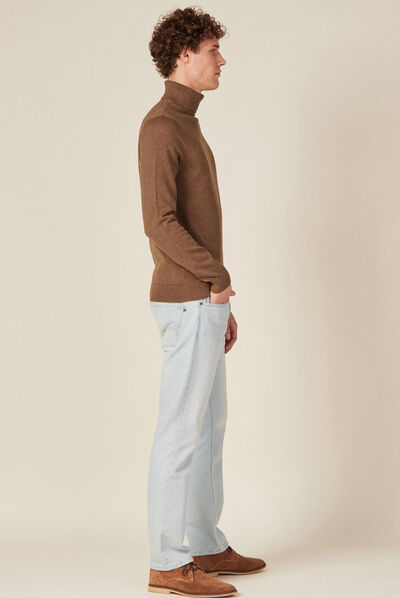 Pull manches longues marron homme