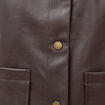 Blouson col sherpa manches longues marron fonc&eacute; femme