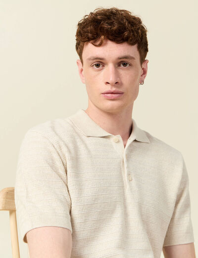Polo manches courtes ecru homme