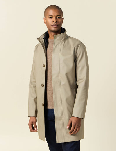 Trench mi-long col montant vert kaki homme