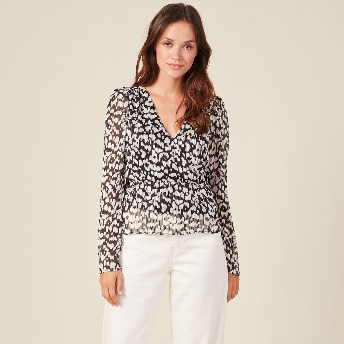 Blouse manches longues noir femme