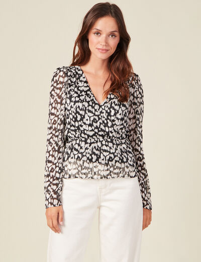 Blouse manches longues noir femme