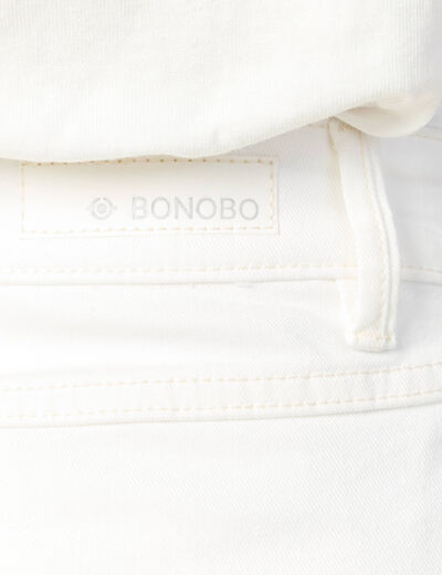 Short mom éco-responsable denim blanc femme