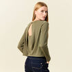T-shirt manches longues vert kaki femme