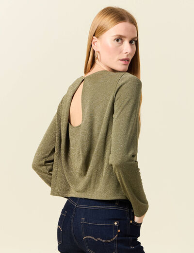 T-shirt manches longues vert kaki femme