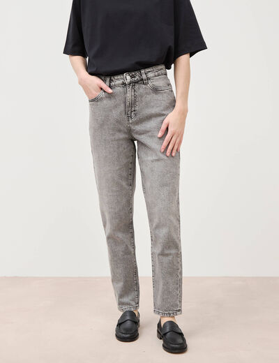 Jeans mom 7/8&egrave;me denim snow gris femme