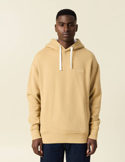Sweat à capuche doublée beige homme