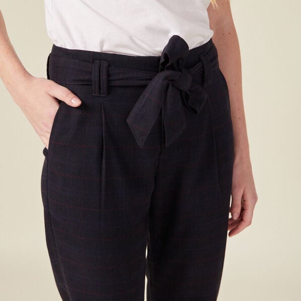 pantalon carotte ceinture bleu marine femme Pantalon carotte ceinturé bleu marine femme