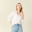 Chemise manches longues satin ecru femme