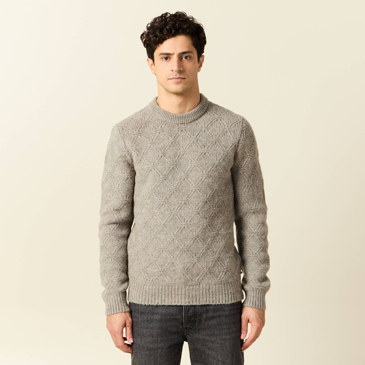 Pull manches longues gris homme