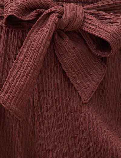 Pantalon loose avec ceinture marron cognac femme