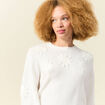 Pull manches longues col rond ecru femme