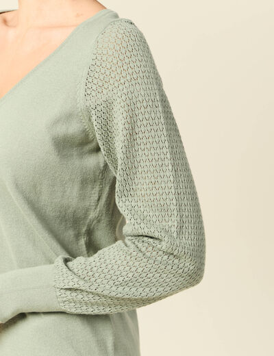Pull manches longues vert kaki femme