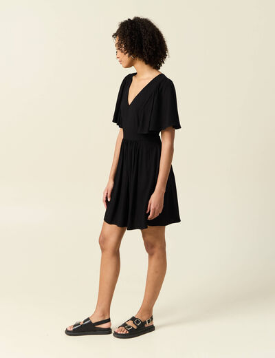 Robe trapèze fluide noir femme