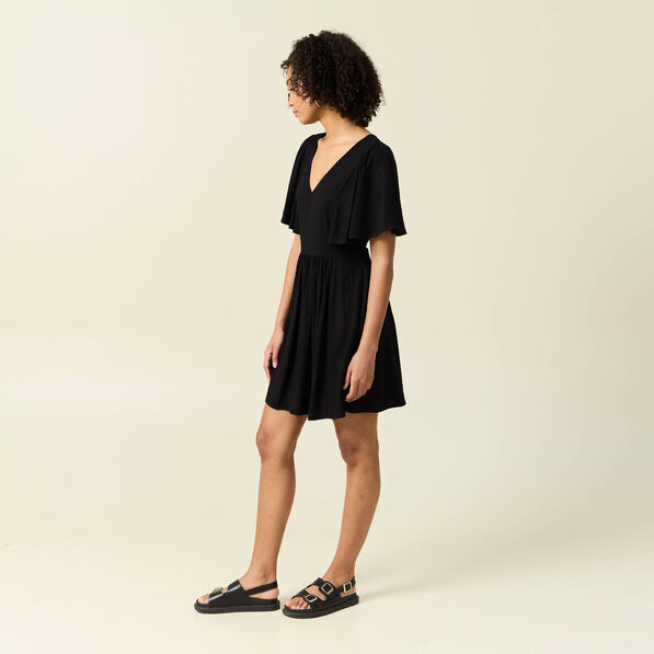 Robe trapèze fluide noir femme