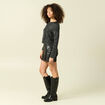 Gilet court droit manches longues noir femme