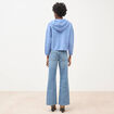 Pull &agrave; capuche zipp&eacute; bleu ciel femme