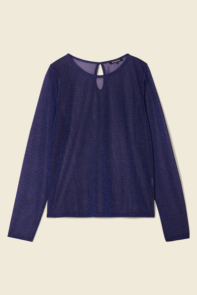 T-shirt manches longues bleu canard femme