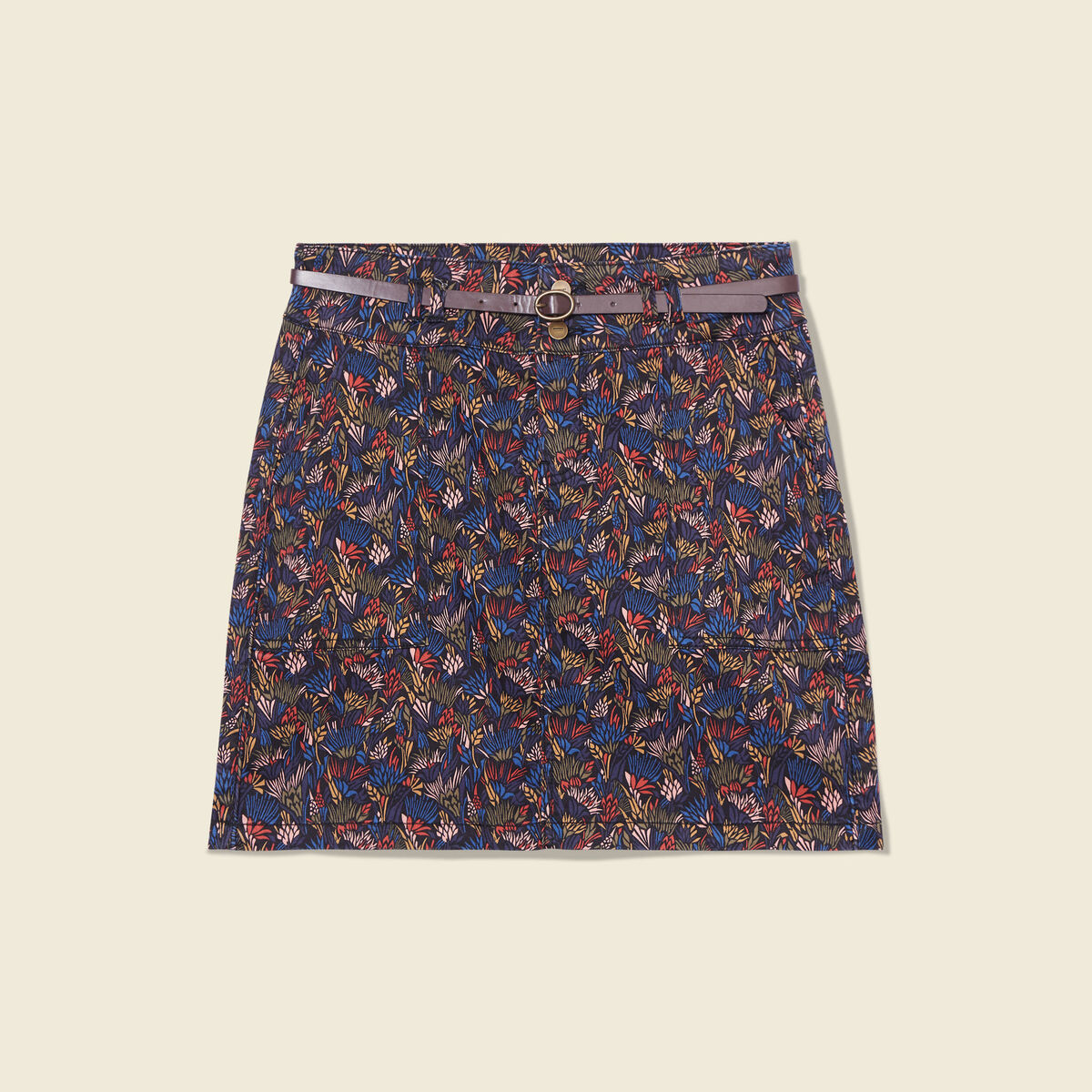 Jupe droite courte multicolore femme