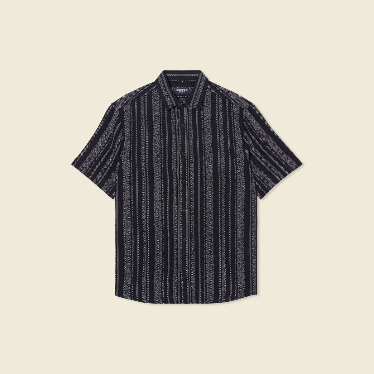Chemise ray&eacute;e manches courtes noir homme