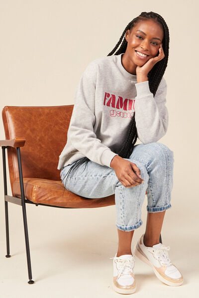 Sweat manches longues gris femme