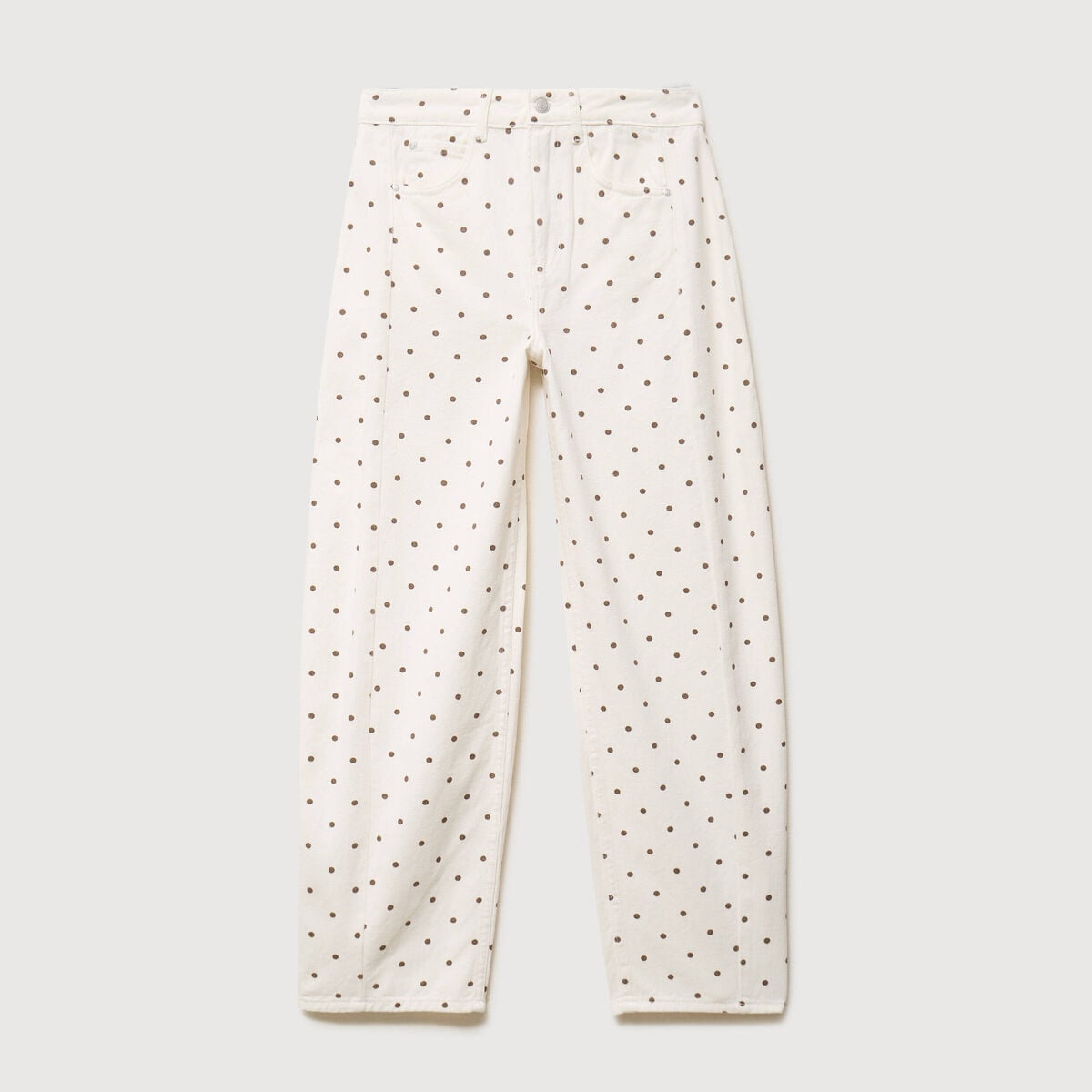 Jeans taille haute bas resserr&eacute; ecru femme