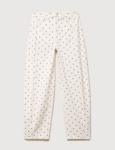 Jeans taille haute bas resserr&eacute; ecru femme