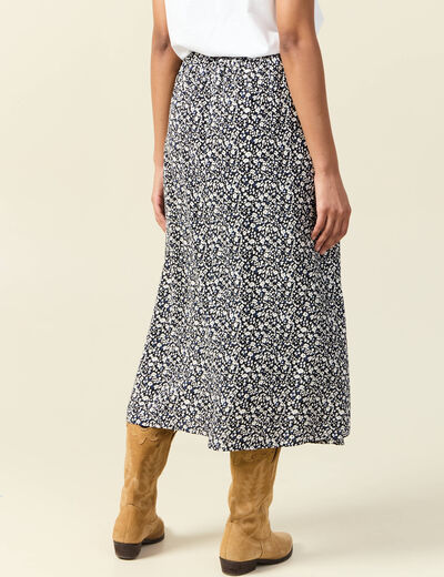 Jupe longue portefeuille bleu femme