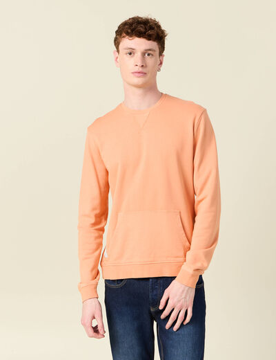 Sweat manches longues orange corail homme