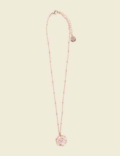 Collier pendentif en résine rose pastel femme