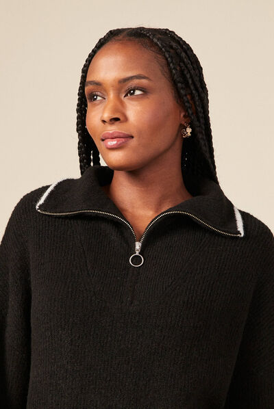 Pull manches longues noir femme