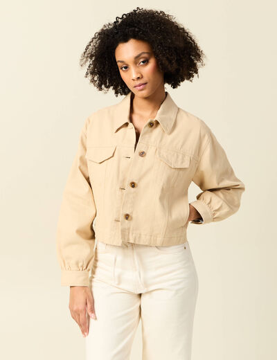 Blouson boutonné beige femme