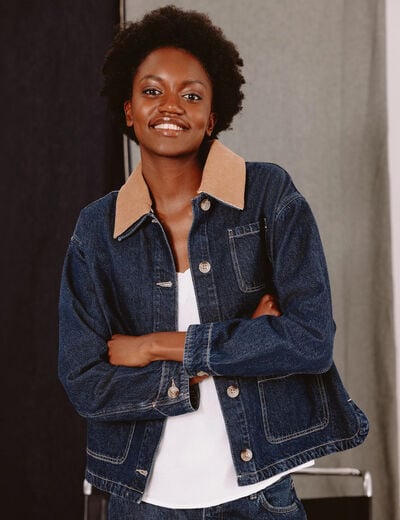 Veste en jeans manches longues denim brut clean femme