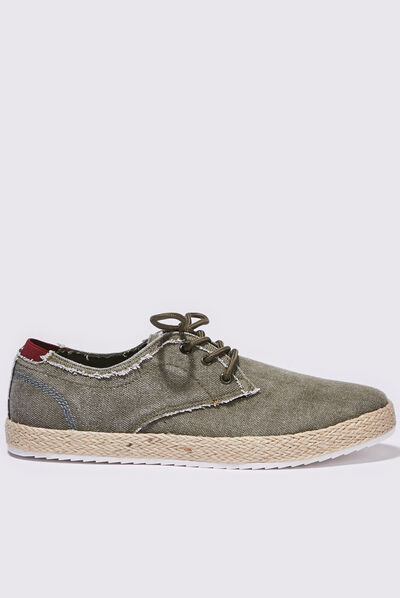 Espadrilles plates vert kaki homme