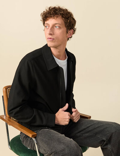 Blouson manches longues col classique noir homme